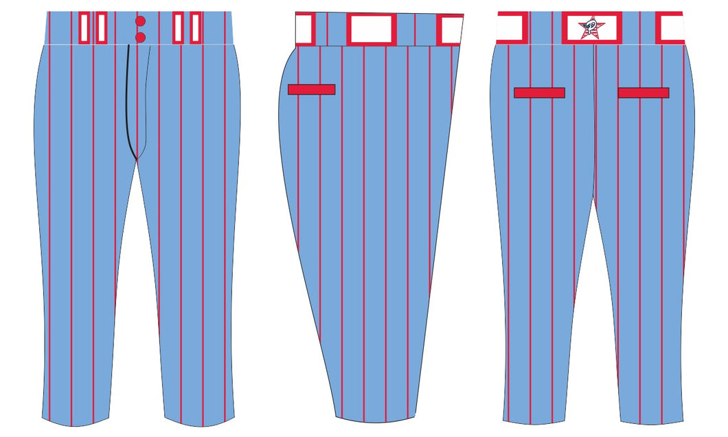 Columbia Blue / Red Pinstripes Softball Pants