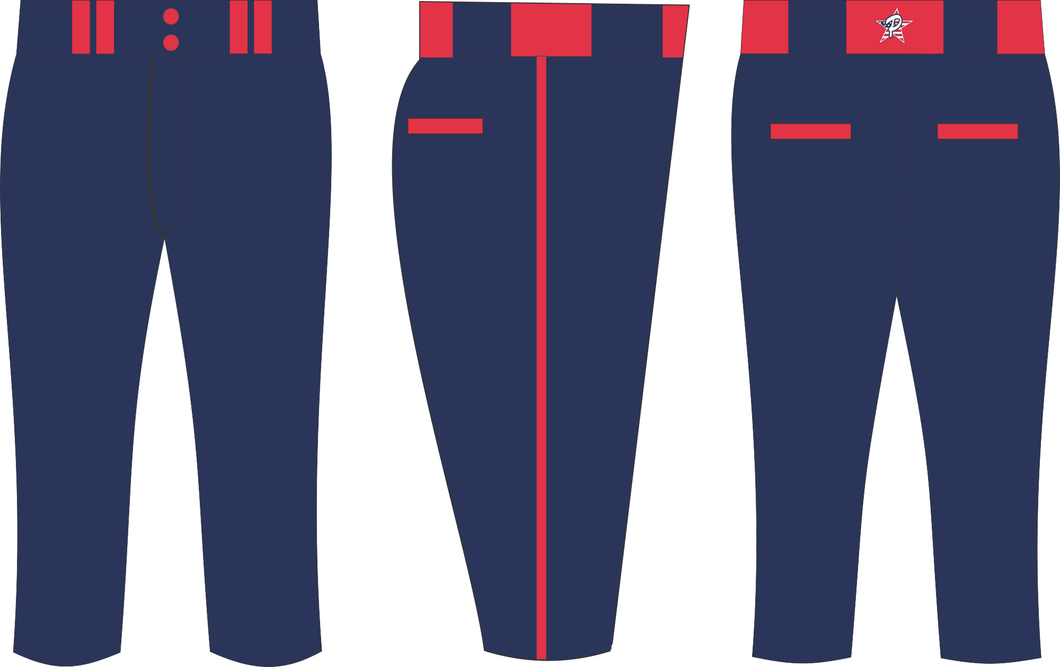 Navy Softball Pants (Red Piping)