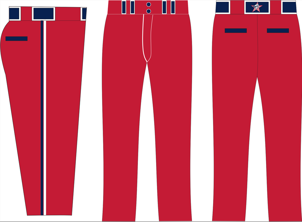 Red Pant / Blue & White Piping